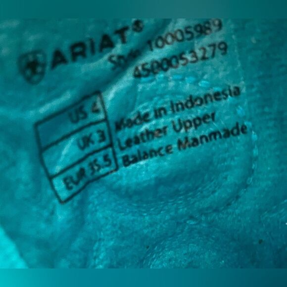 Kid's Boy Ariat Crossfire Square Toe Turqouise Brown Boots  Size 4 Western - Picture 12 of 14